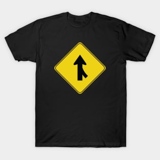 Caution Road Sign Right Merge T-Shirt